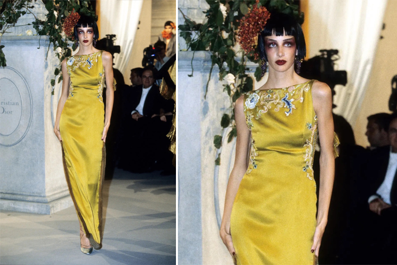 THE STORY OF- Nicole Kidman's John Galiano For Dior Chartreuse Dress She Wore To The 1997 Oscars - spring/summer 1997 couture collection for Dior
