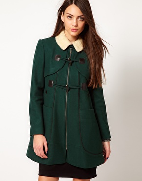 Whistles Camille Duffle Coat in Emerald